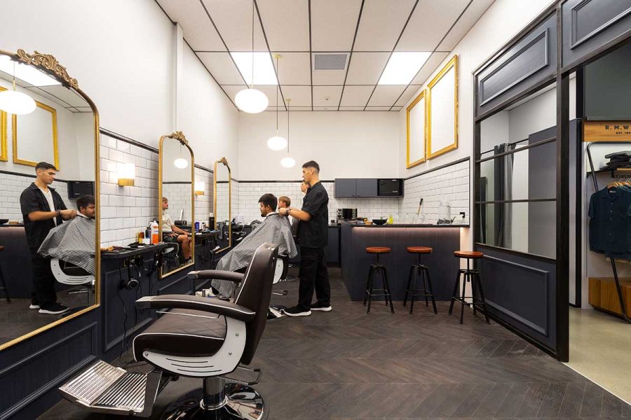 interior of gents barbershop at the landing shopping centre queenstown